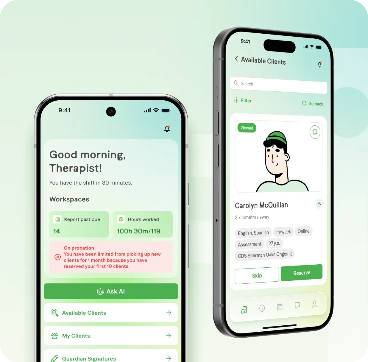 Therapist reviewing flexible scheduling options