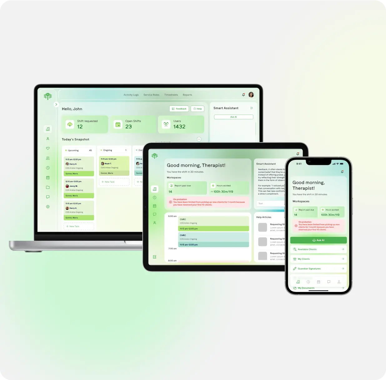 Connected care platform displayed across devices